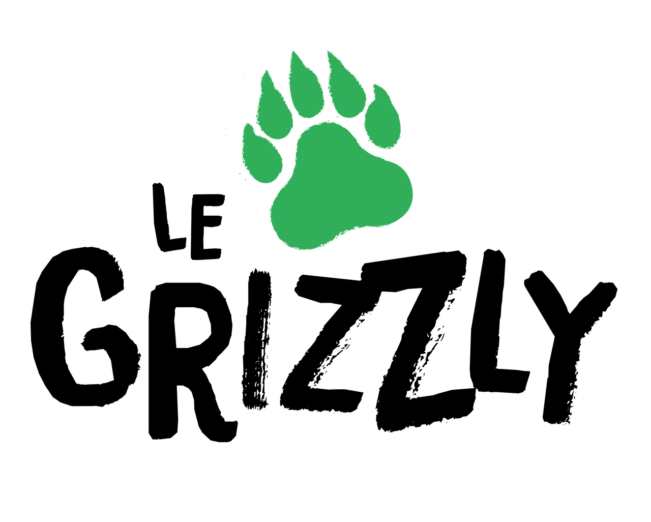 Logo LE GRIZZLY avec une patte d'ours verte