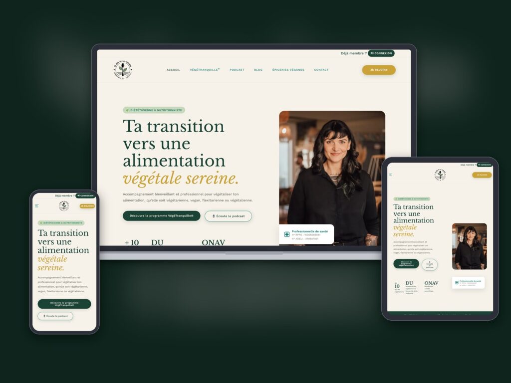 Site Le Dos de la Cuillère, page d’accueil sur ordinateur, tablette et mobile