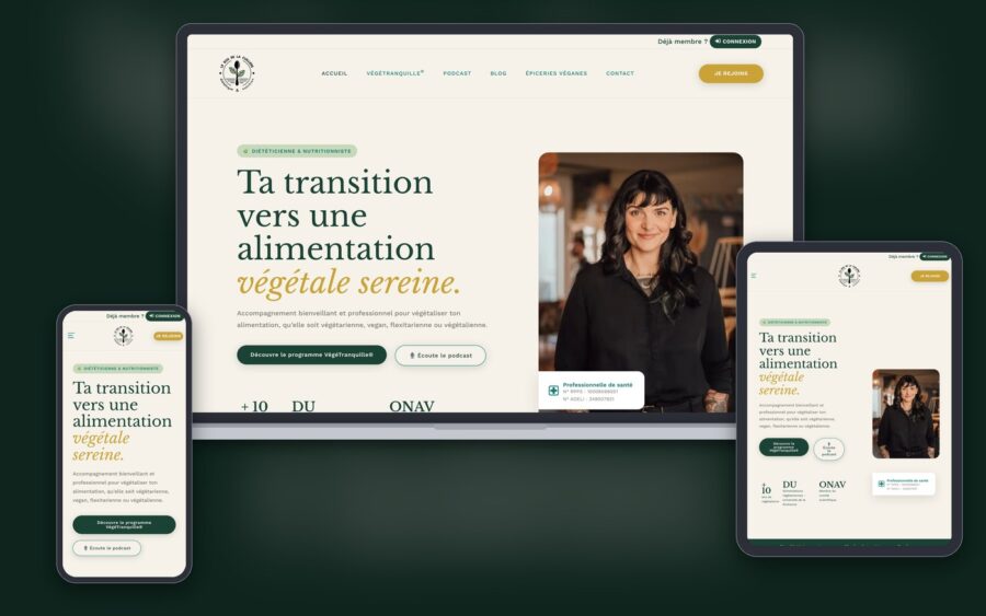 Site Le Dos de la Cuillère, page d’accueil sur ordinateur, tablette et mobile
